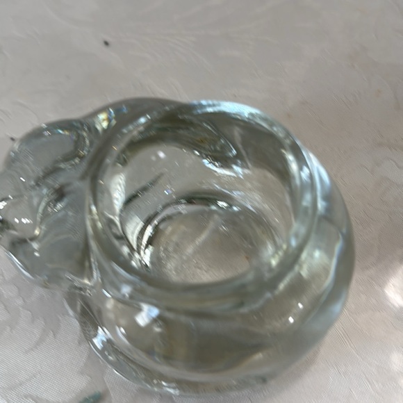 Vintage Indiana Glass Sleeping Cat Candle Holders Clear Glass Votive Tealight - Picture 3 of 3